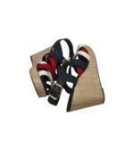 Sandale dama Tommy Hilfiger 36, material textil, negru rosu alb - imagine 4