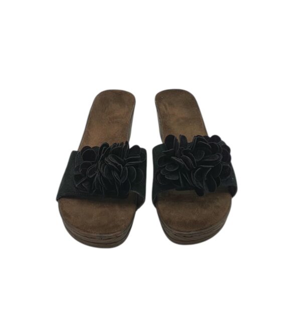 Saboti dama 38, piele intoarsa , negru - imagine 3