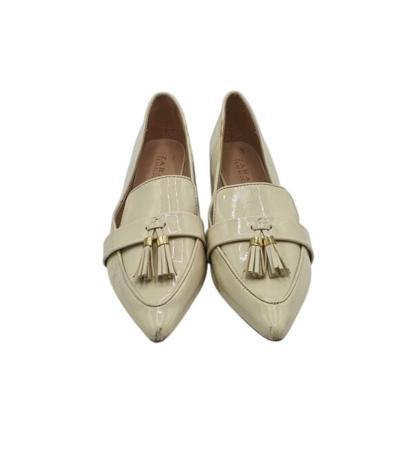 Balerini dama Zara 39, imitatie de piele,  crem - imagine 3