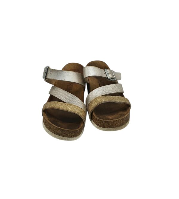 Saboti dama Biolife 36, imitatie de piele, gri auriu - imagine 3