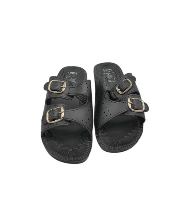 Saboti dama Samira 37, imitatie de piele, negru - imagine 3