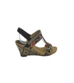 Sandale dama Kayla 37, material textil, imitatie de piele, negru