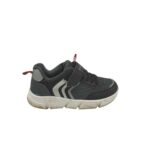 Adidasi copii Geox 35, material textil, imitatie de piele, gri negru