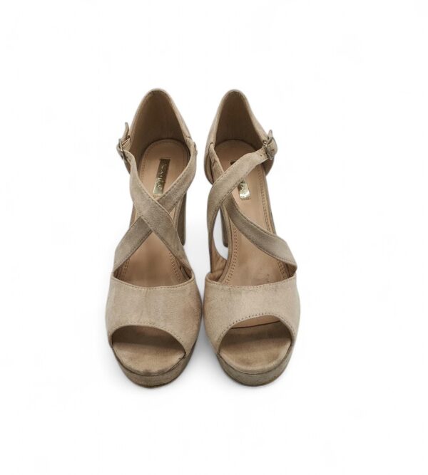 Sandale dama Kaila 39, material textil, nude - imagine 3