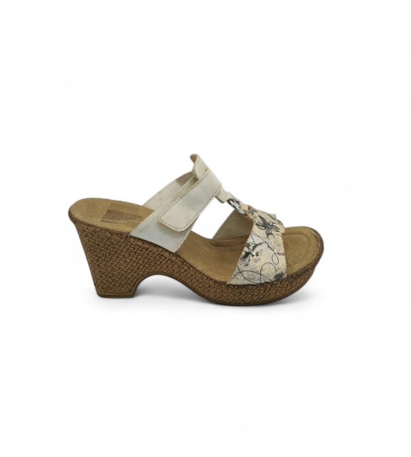 Saboti dama Rieker 38, imitatie de piele, alb crem - imagine 1