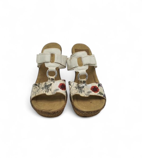 Saboti dama Rieker 38, imitatie de piele, alb crem - imagine 3