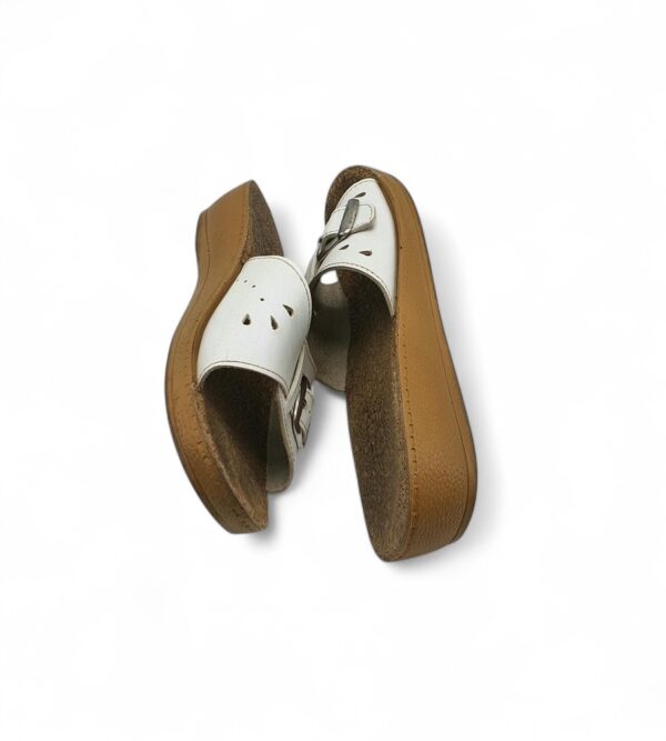 Saboti dama 38, imitatie de piele, alb - imagine 4