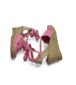 Sandale dama 38, material textil, roz - imagine 4