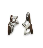 Sandale dama Porronet 38, piele, alb gri - imagine 4