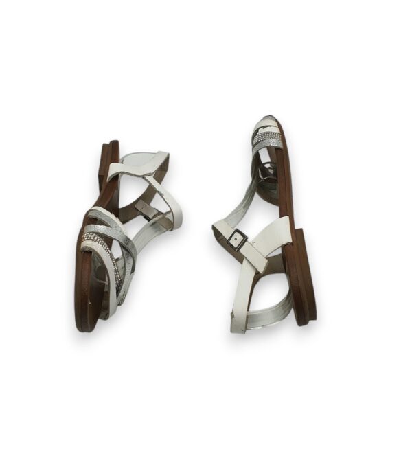 Sandale dama Porronet 38, piele, alb gri - imagine 4