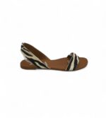 Sandale dama Zara 39, imitatie de piele, alb negru