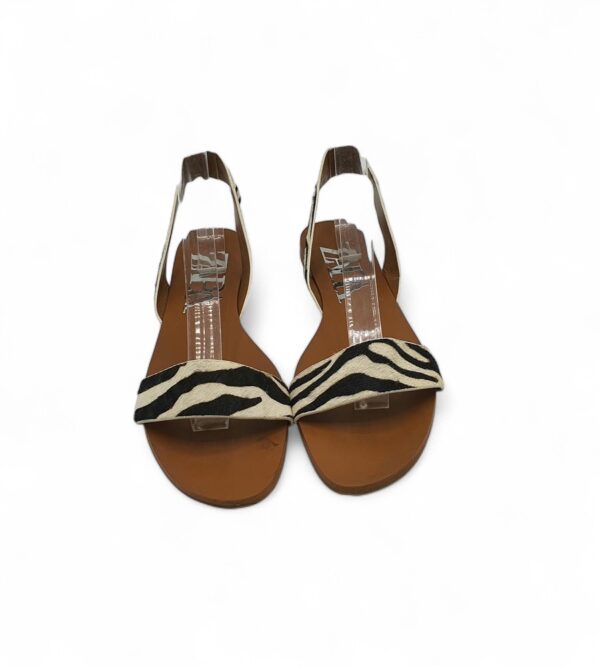 Sandale dama Zara 39, imitatie de piele, alb negru - imagine 3