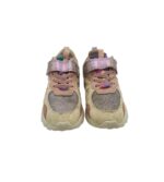 Adidasi copii 31, imitatie de piele, material textil, alb maro - imagine 3