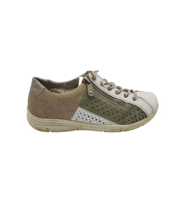 Adidasi dama Rieker 39, imitatie de piele, alb gri - imagine 1