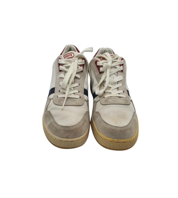 Adidasi dama Lacoste 38, material textil, piele intoarsa , piele, alb gri - imagine 3