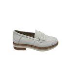 Mocasini dama 39, piele, alb