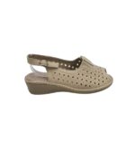 Sandale dama Hangao 38, imitatie de piele, crem