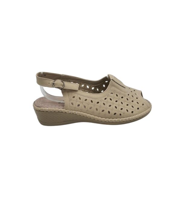Sandale dama Hangao 38, imitatie de piele, crem - imagine 1