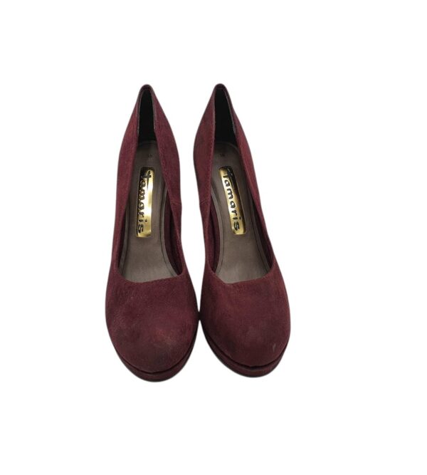 Pantofi dama Tamaris 38, material textil, visiniu - imagine 3