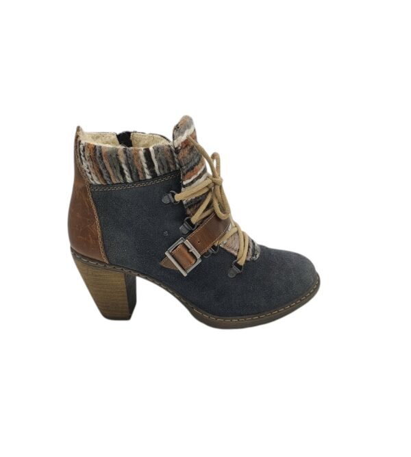 Botine dama Rieker 39, piele intoarsa, imitatie de piele, maro - imagine 1
