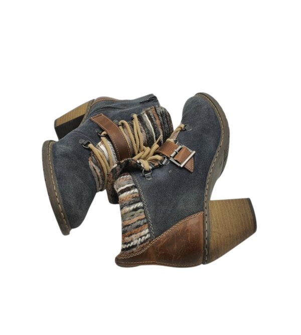 Botine dama Rieker 39, piele intoarsa, imitatie de piele, maro - imagine 4