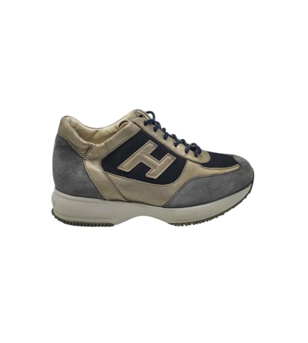 Adidasi dama Hogan 40, piele intoarsa, piele, gri auriu - imagine 1
