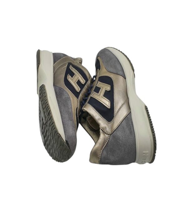 Adidasi dama Hogan 40, piele intoarsa, piele, gri auriu - imagine 4