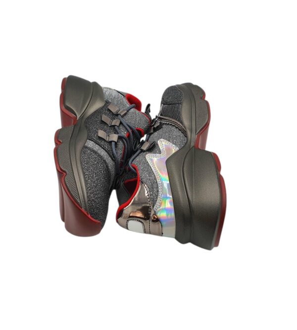 Adidasi dama AH  37,  material textil, imitatie de piele, gri - imagine 4