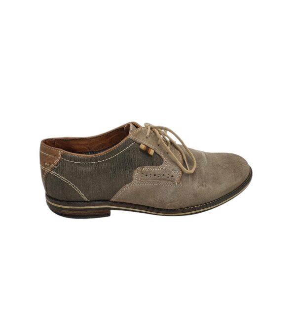 Pantofi barbati Peckott 43, material textil, piele intoarsa, bej - imagine 1