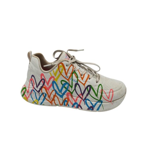 Adidasi dama Skechers 39, imitatie de piele, alb - imagine 1