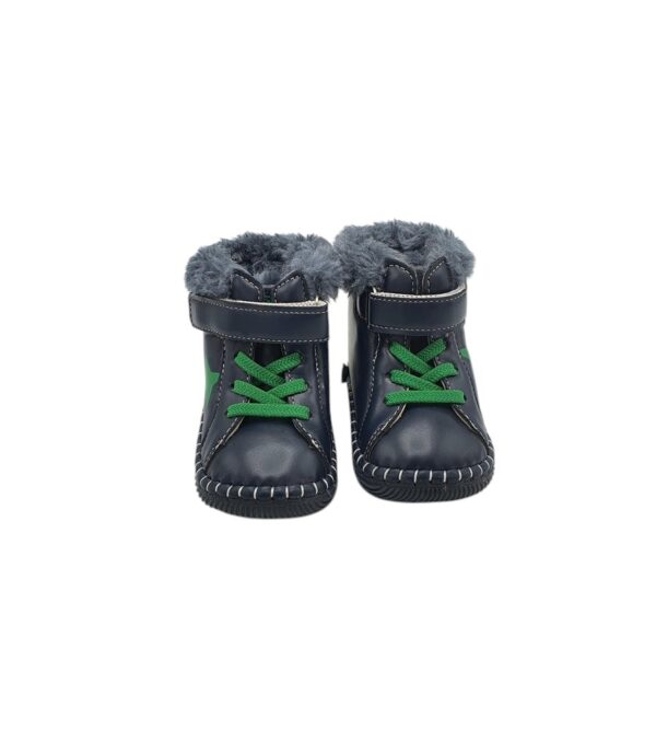 Ghete copii Ras 19, imitatie de piele, albastru, imblanite - imagine 3