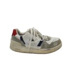 Adidasi barbati Lacoste 43, piele, piele intoarsa, gri alb