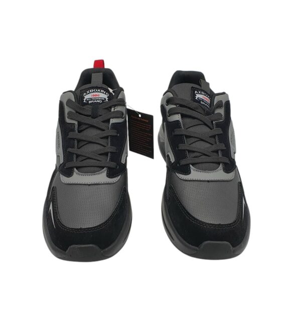 Adidasi barbati Axboxing , material textil, imitatie de piele, negru  gri - imagine 2