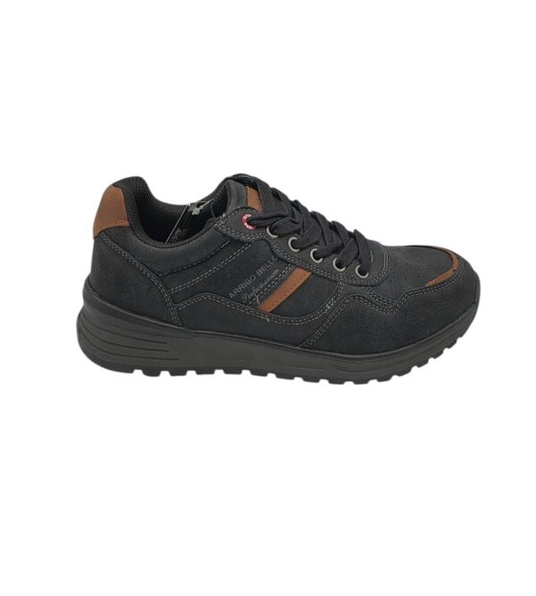 Adidasi barbati Arrigo Bello,  imitatie de piele, negru maro - imagine 1