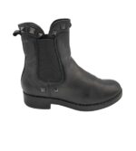Botine dama 40, imitatie de piele, negru, imblanite