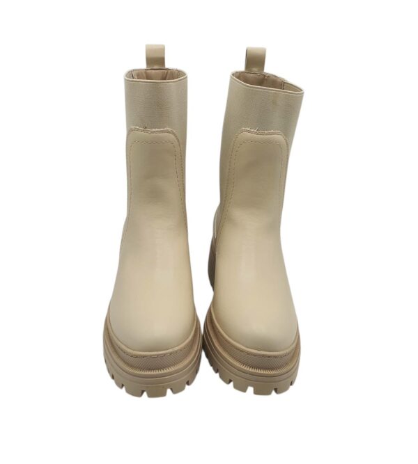 Ghete dama 36, imitatie de piele, material textil, crem - imagine 3