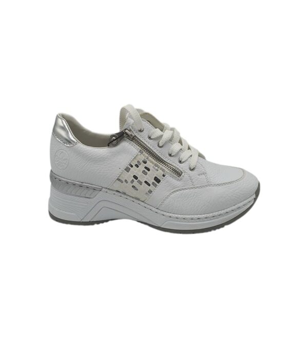 Adidasi dama Rieker , imitatie de piele, alb - imagine 1