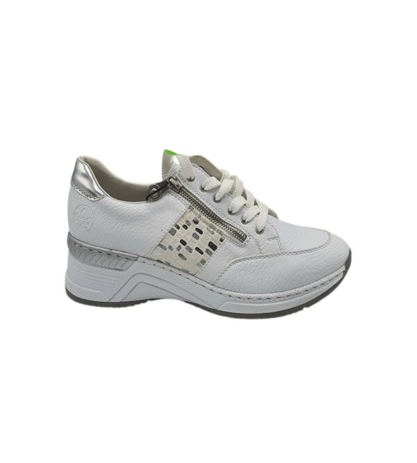 Adidasi dama Rieker , imitatie de piele, alb - imagine 3
