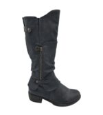 Cizme dama Rieker 38, imitatie de piele, bleumarin