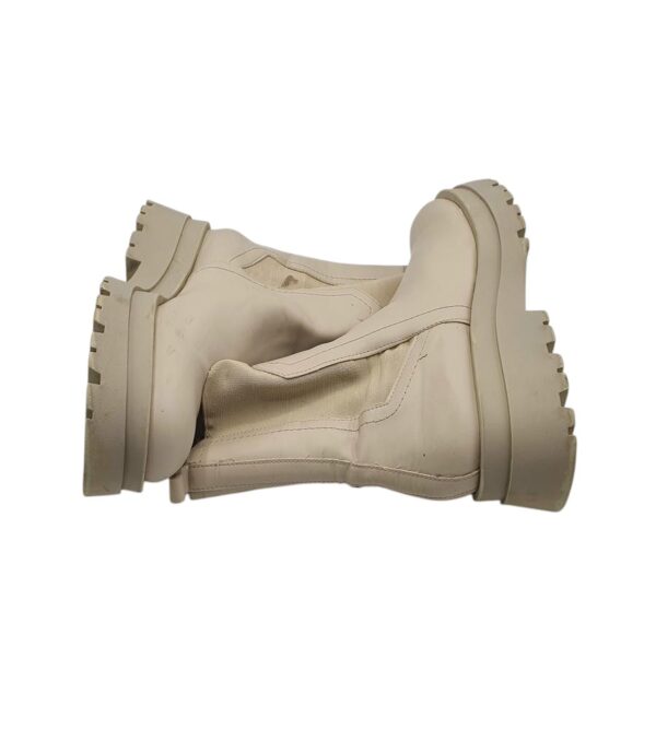 Botine dama Stradivarius 38, imitatie de piele, material textil, crem - imagine 4