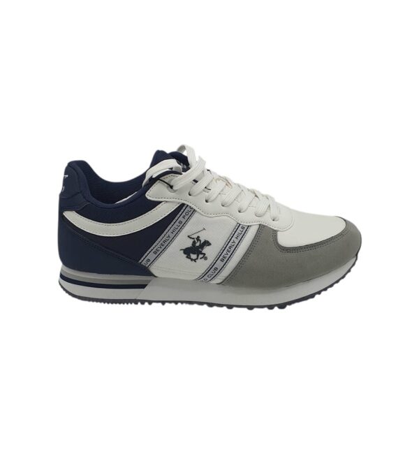 Adidasi barbati Polo 45, imitatie de piele, material textil, alb gri bleumarin - imagine 1