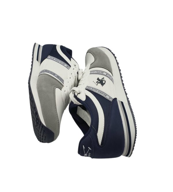 Adidasi barbati Polo 45, imitatie de piele, material textil, alb gri bleumarin - imagine 4