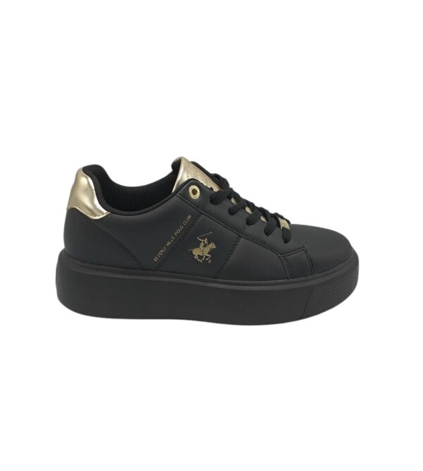 Adidasi dama Polo 41, imitatie de piele, negru - imagine 1