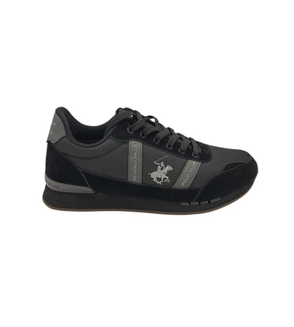 Adidasi barbati Polo 45, imitatie de piele, material textil, negru gri - imagine 1