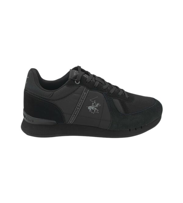 Adidasi barbati Polo 46, imitatie de piele, material textil, negru gri - imagine 1