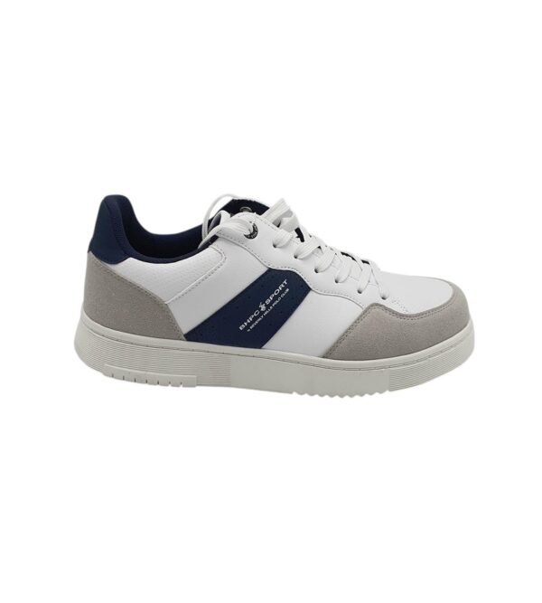 Adidasi barbati Polo 43, imitatie de piele, alb gri bleumarin - imagine 1