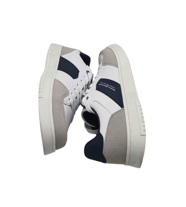 Adidasi barbati Polo 43, imitatie de piele, alb gri bleumarin - imagine 4