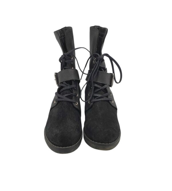 Ghete dama Victoria Gotti 37, piele, piele intoarsa, negru - imagine 3