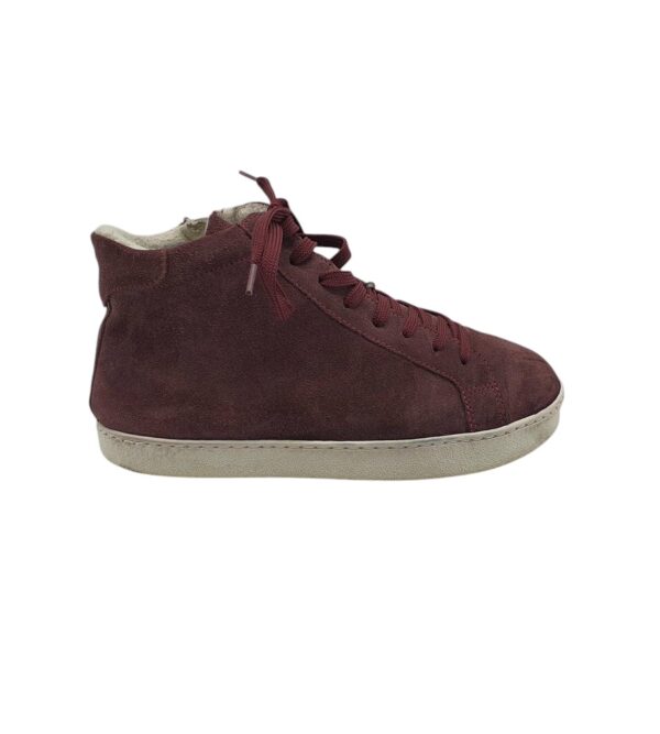 Ghete barbati Groundies 41, piele intoarsa, visiniu, imblanite - imagine 1