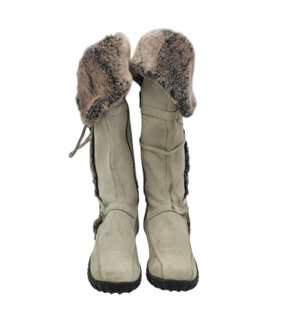 Cizme dama 39, piele intoarsa, gri - imagine 3